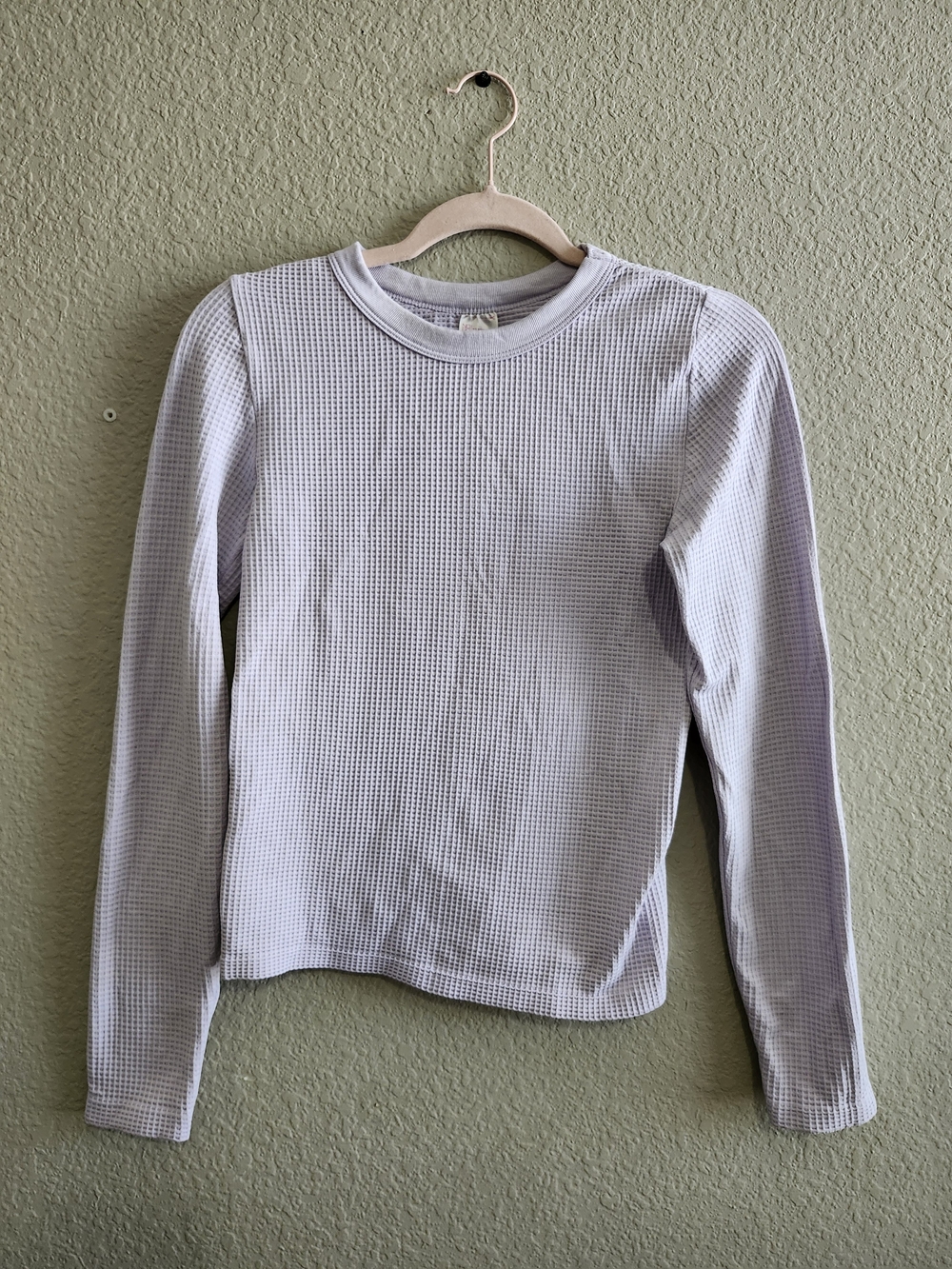 No Boundaries Lavender Waffle Knit Crew Neck Sweater